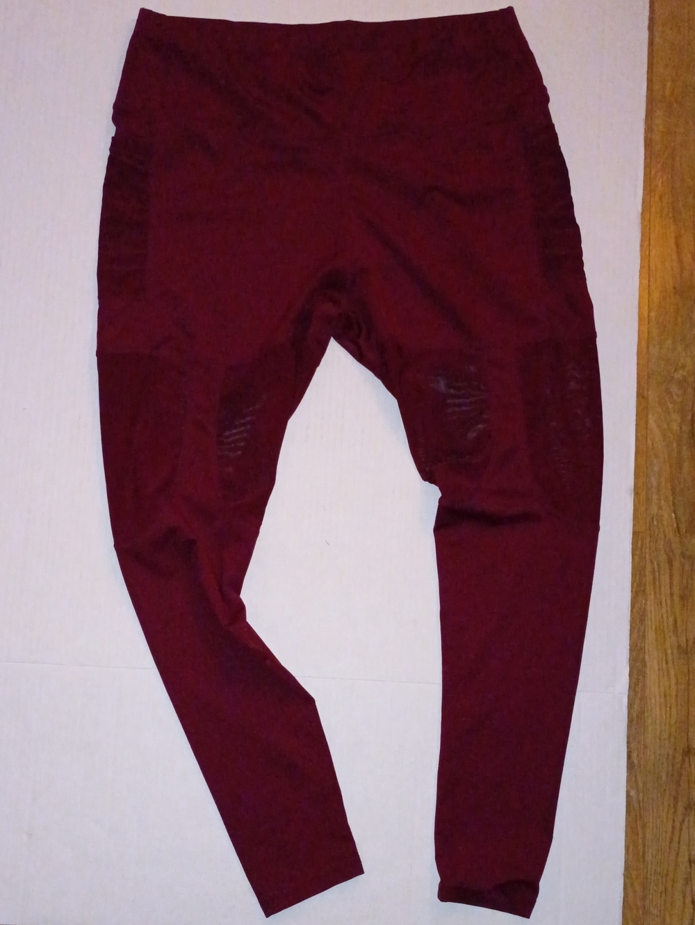 Women's Burgundy And Green Stretch Active Leggings